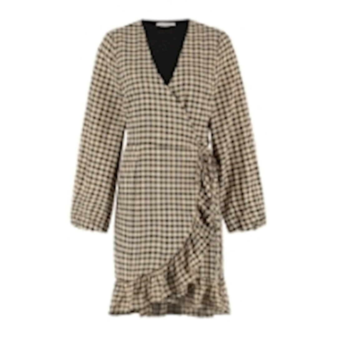Freebird Rosy Ls Check-Small jurk midi dames zwart dessin