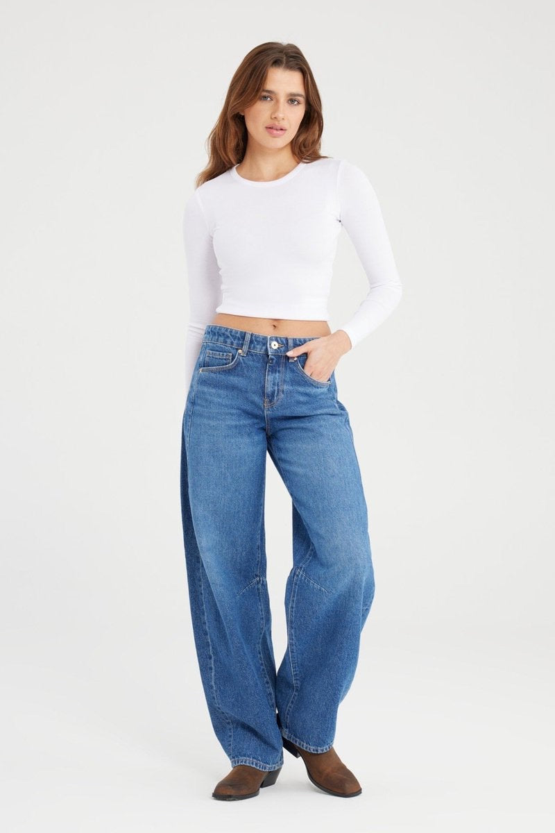 COJ Clara jeans loose fit dames – blue denim - L32