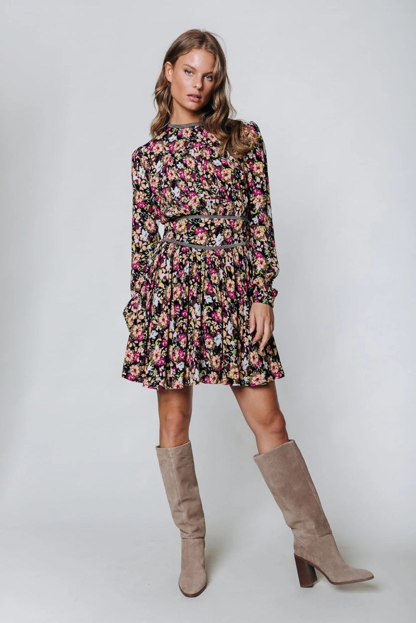 Colourful Rebel Grace jurk kort zwart dessin – dames