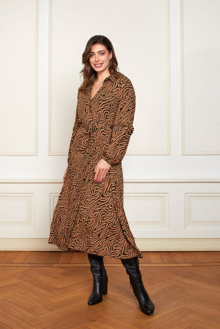 Lofty Manner MU211 maxi jurk bruin dessin – dames