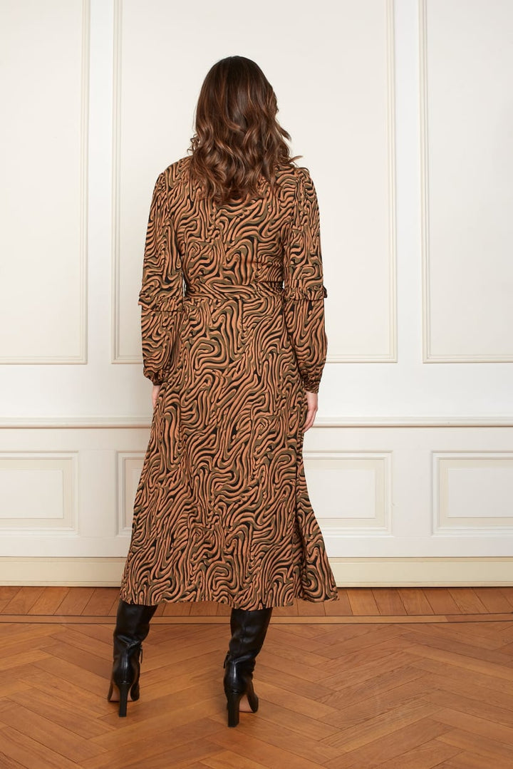 Lofty Manner MU211 maxi jurk bruin dessin – dames