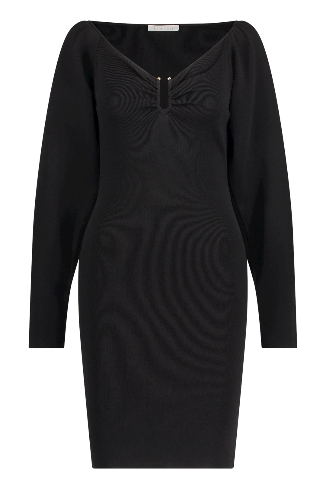 Freebird Adley Ls Knit-Plain jurk midi dames zwart