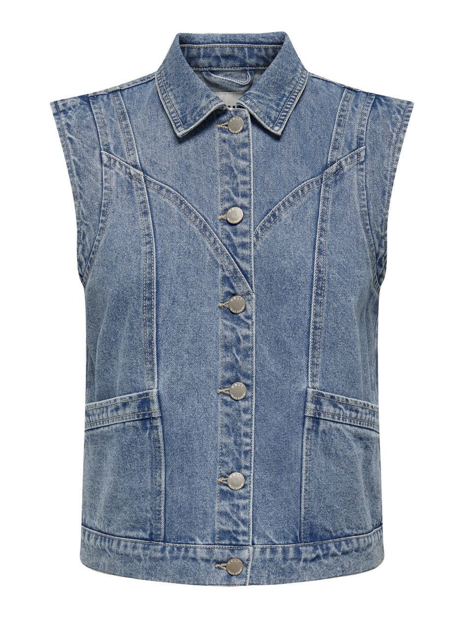 Only gilet denim dames – 15278041 Kennedy - Blue Denim