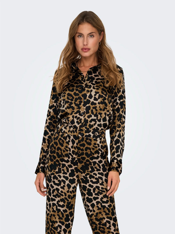 Only 15332163 Elma top l/m dames bruin dessin