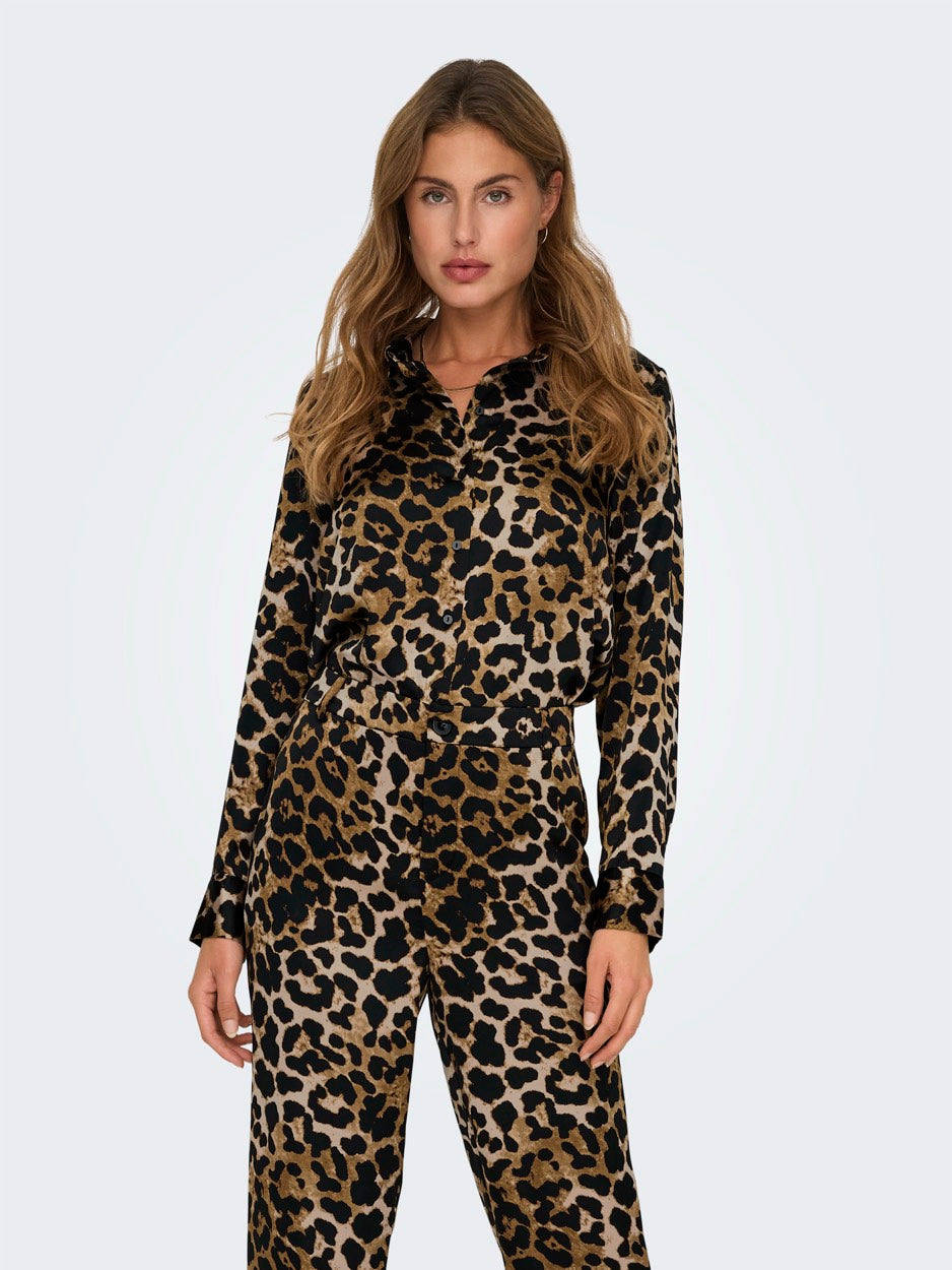 Only 15332163 Elma top l/m dames bruin dessin