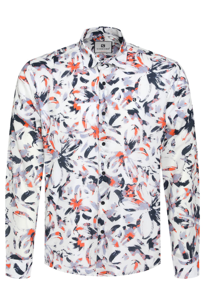Gabbiano men overhemd l/m wit dessin – heren