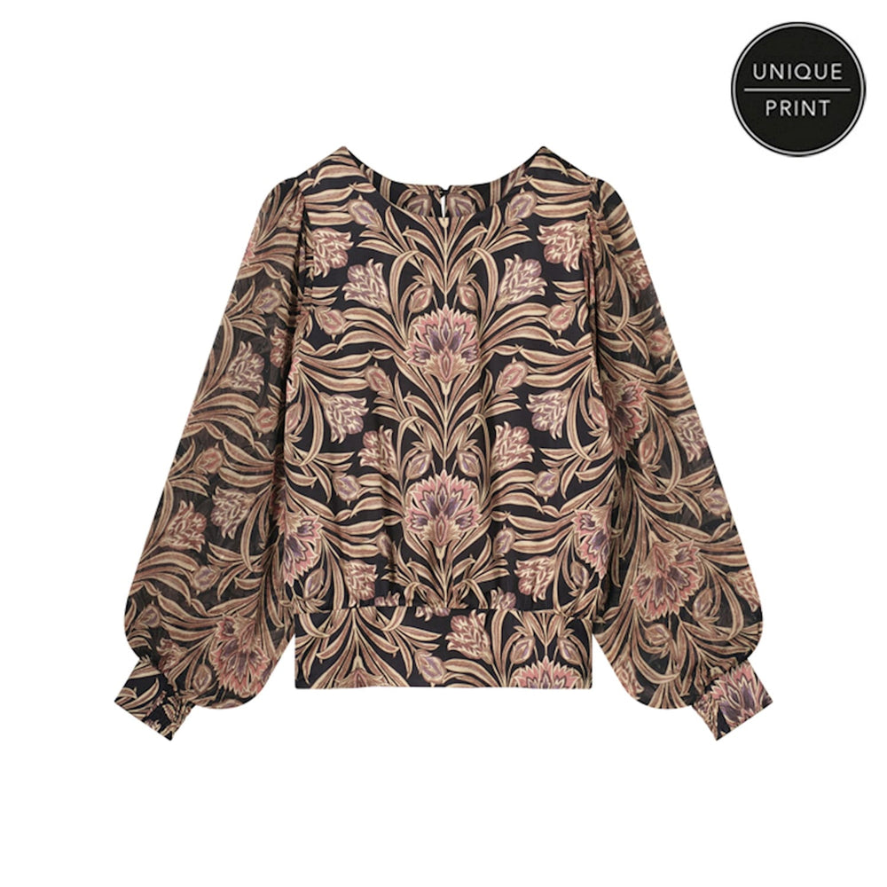 Summum top flowers viscose zwart dessin – dames