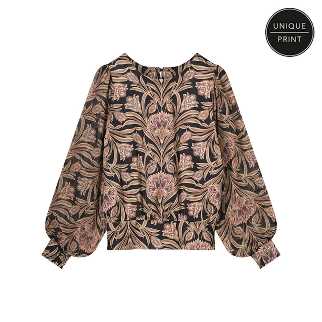 Summum top flowers viscose zwart dessin – dames