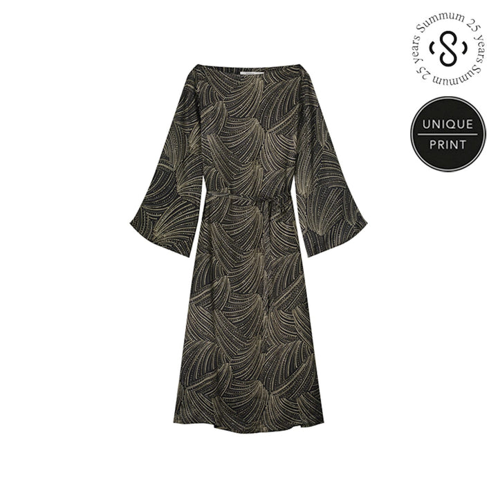 Summum 5s1523-11921 jurk midi dames zwart dessin
