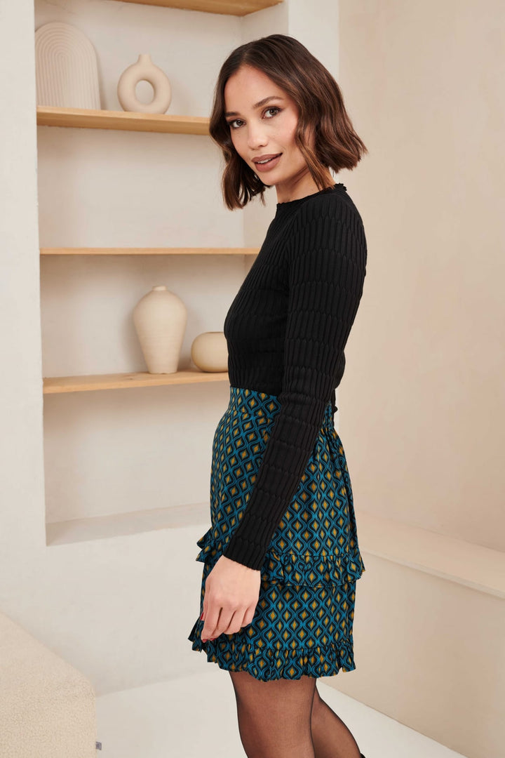 Lofty Manner Skirt Silvana - korte rok dames - Blauw Dessin