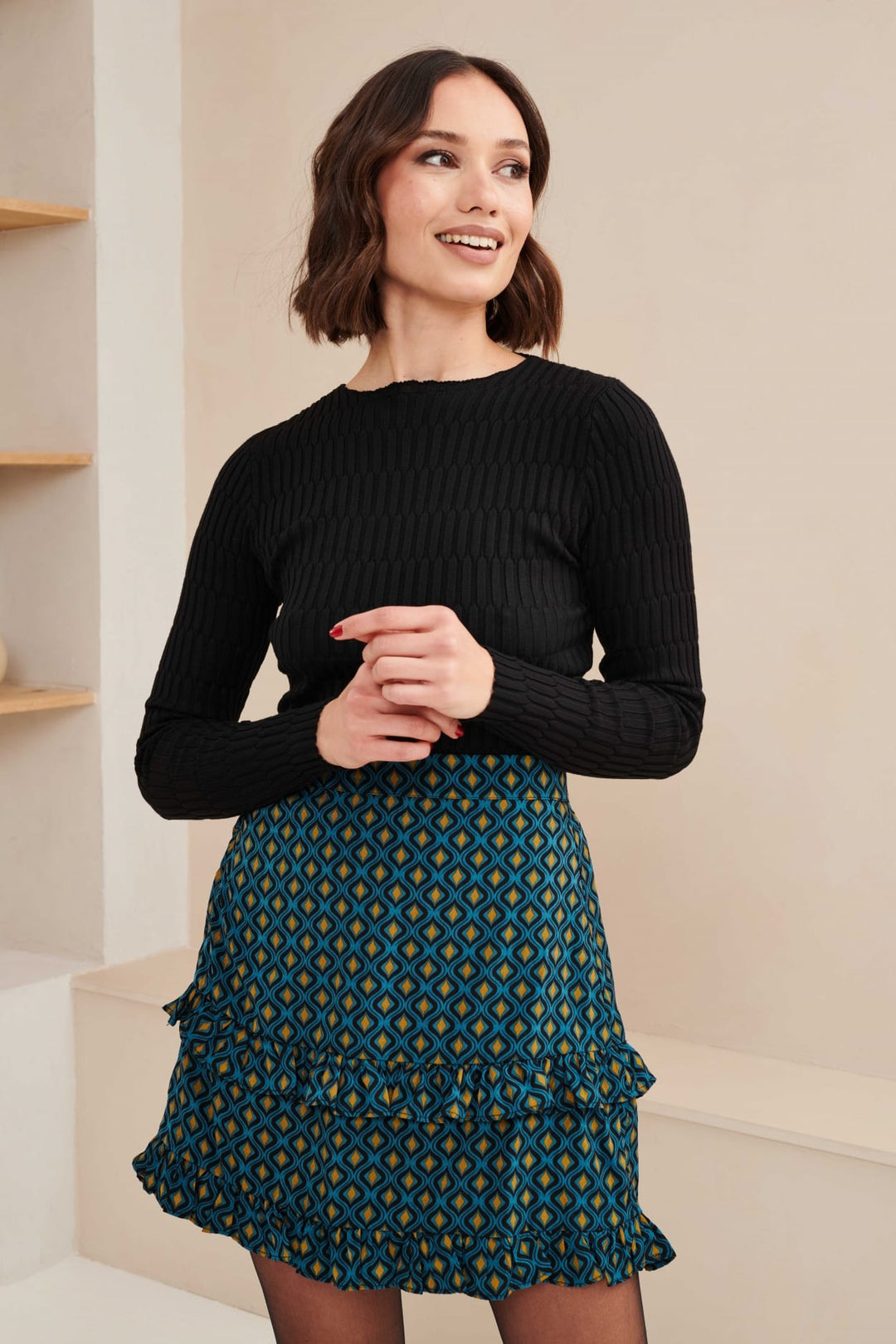 Lofty Manner Skirt Silvana - korte rok dames - Blauw Dessin