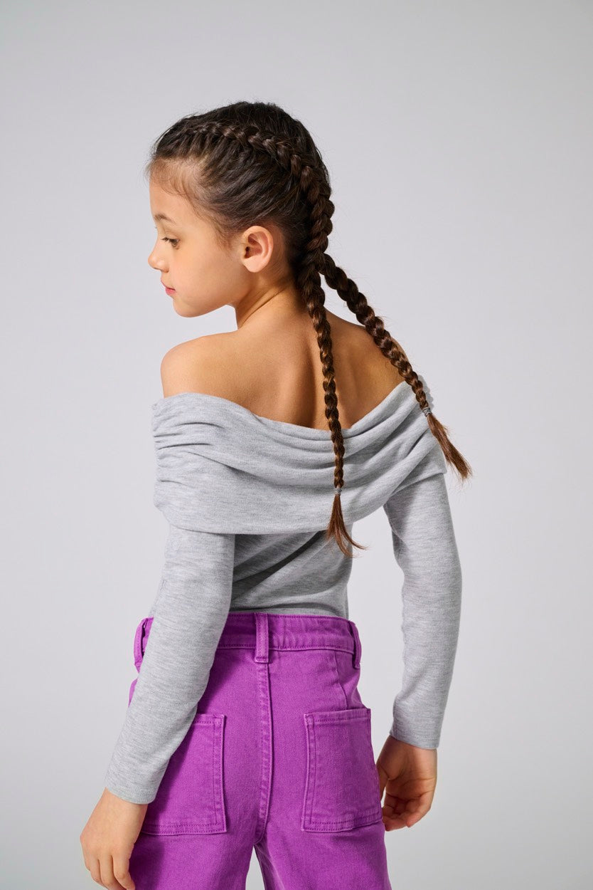 Kids Only Amour top l/m meisjes – grijs melee