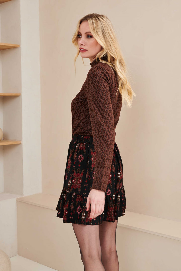 Lofty Manner OK31.1 - Skirt Raina zwart dessin – dames