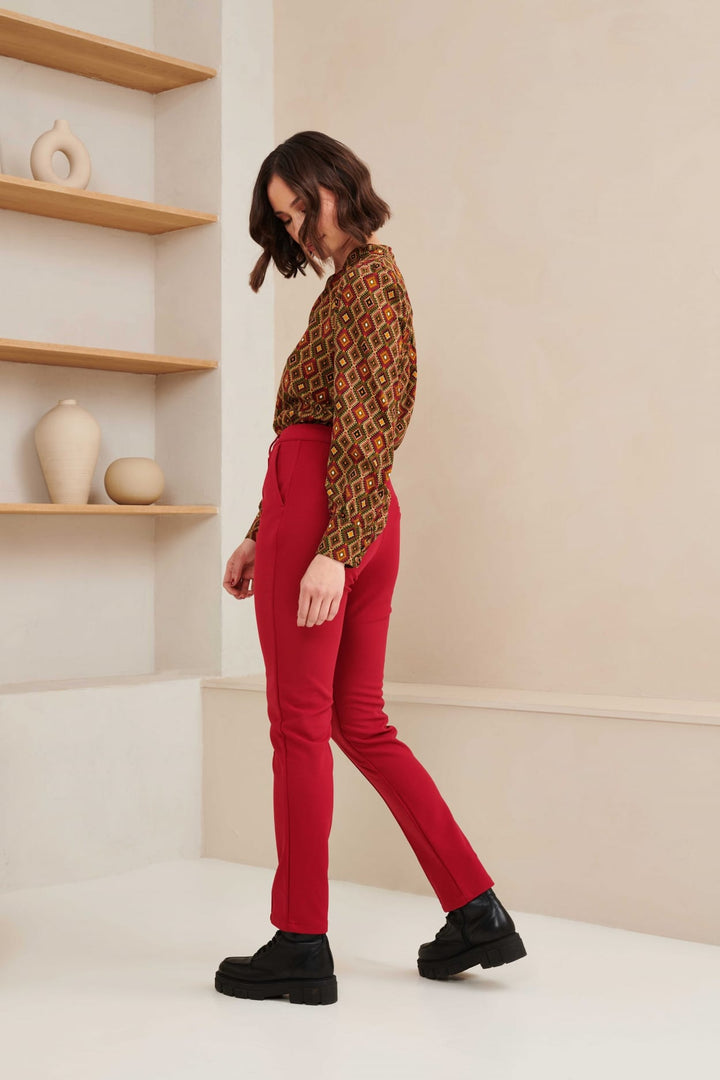 Lofty Manner Trouser Odessa - bordeaux lange broek dames