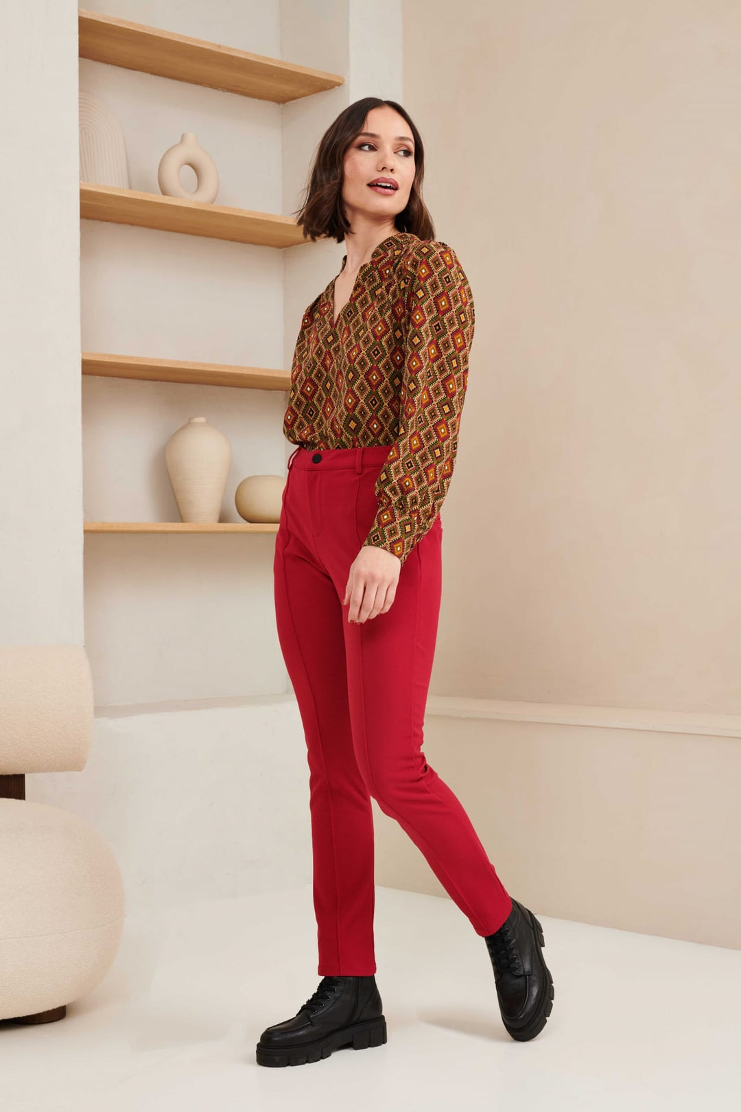 Lofty Manner Trouser Odessa - bordeaux lange broek dames