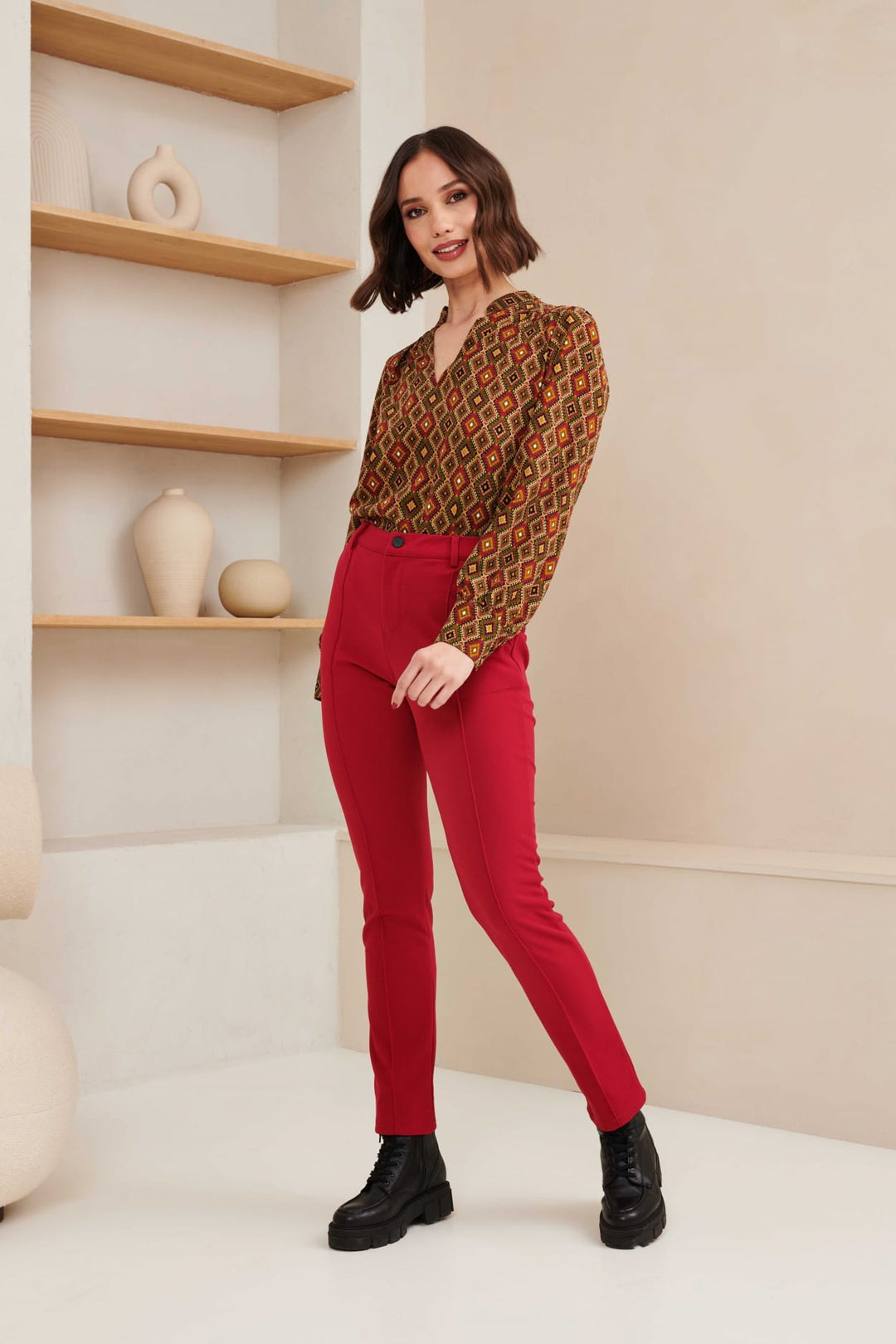 Lofty Manner Trouser Odessa - bordeaux lange broek dames