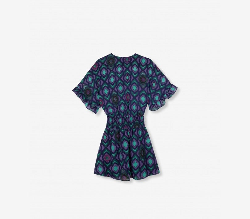Alix the label jurk kort dames paars dessin