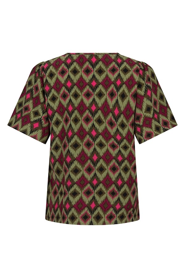 Lofty Manner Blouse Naila - dames blouse groen dessin