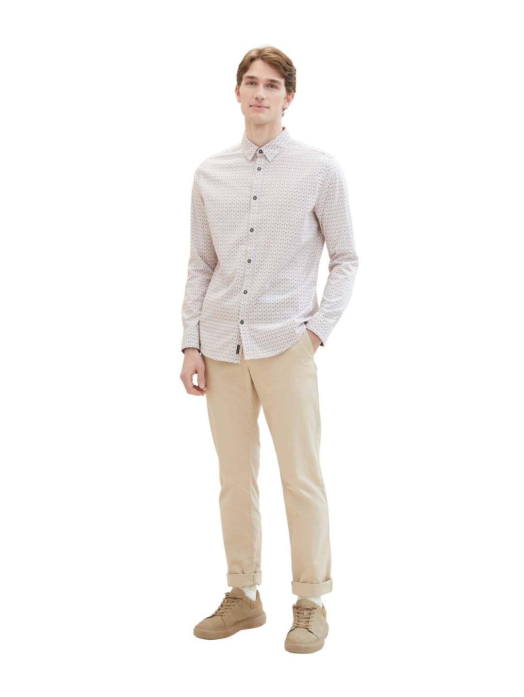 Tom Tailor overhemd l/m wit dessin – heren
