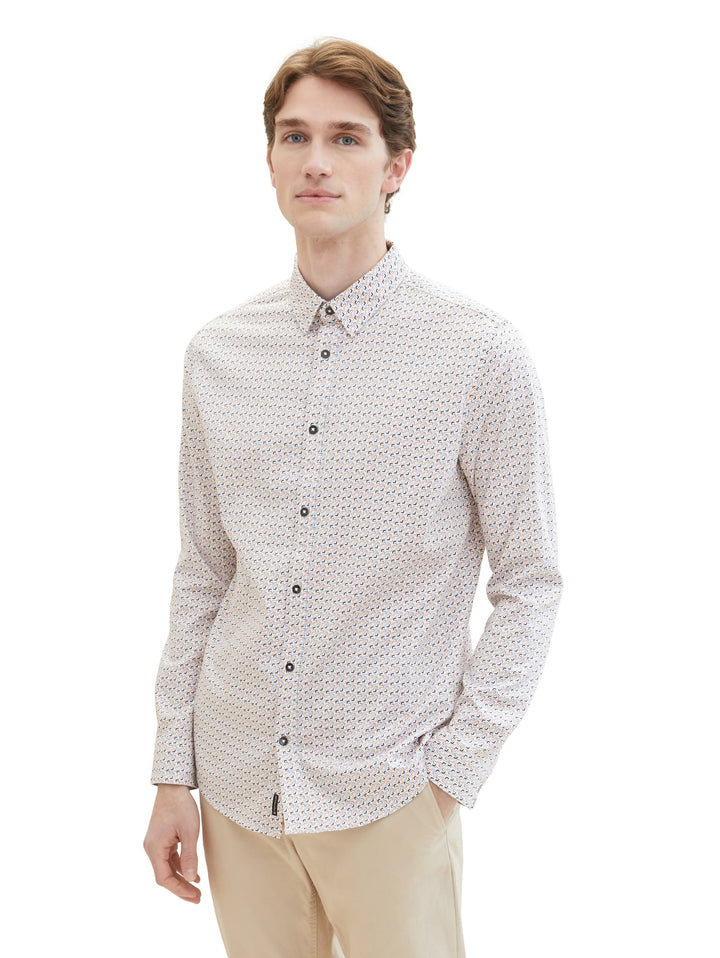 Tom Tailor overhemd l/m wit dessin – heren