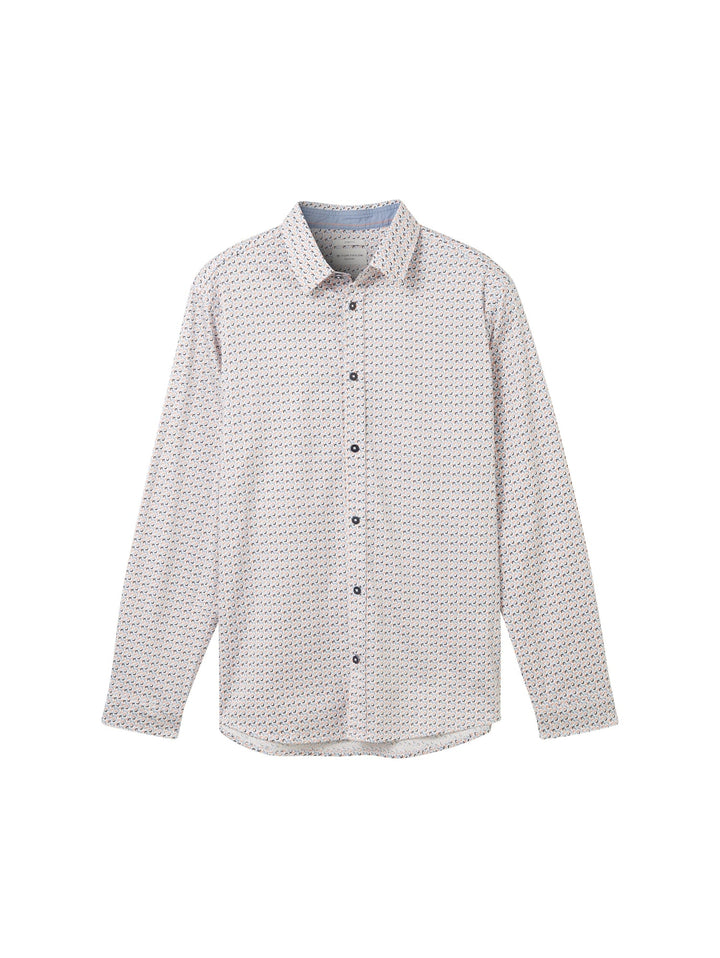 Tom Tailor overhemd l/m wit dessin – heren