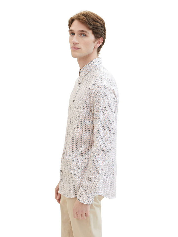 Tom Tailor overhemd l/m wit dessin – heren