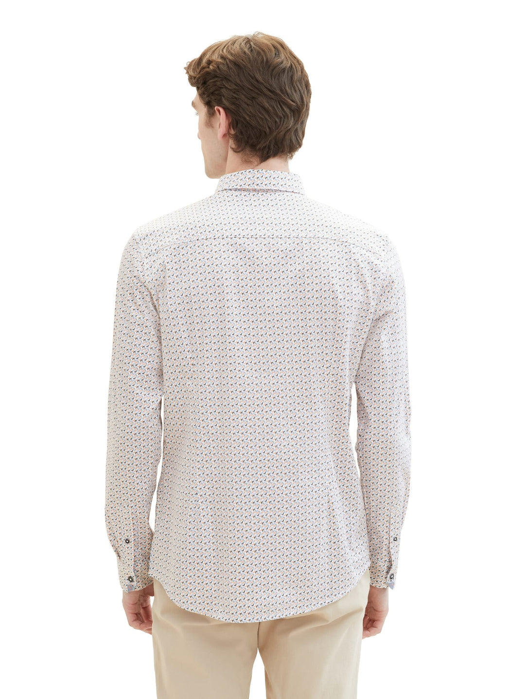 Tom Tailor 1040123 overhemd l/m heren wit dessin