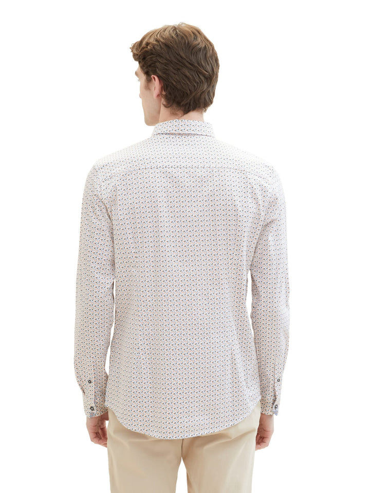 Tom Tailor 1040123 overhemd l/m heren wit dessin