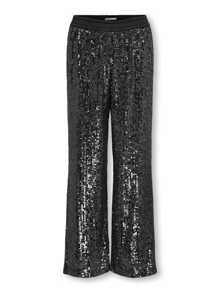 Kids Only KOGFRANSA SEQUIN STRAIGHT PANT TLR – meisjesbroek - Zwart