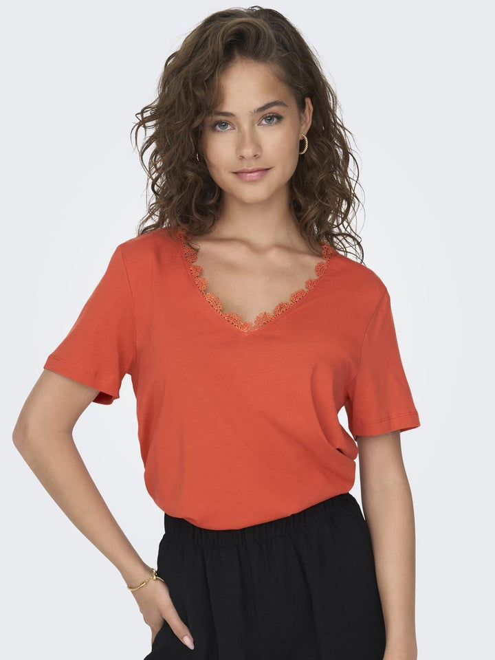 Only Duffy T-shirt oranje – dames