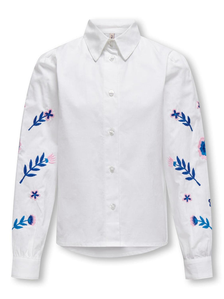 KIDS ONLY KOGZORA LISE LS EMB. SHIRT WVN – meisjes blouse - Off-white