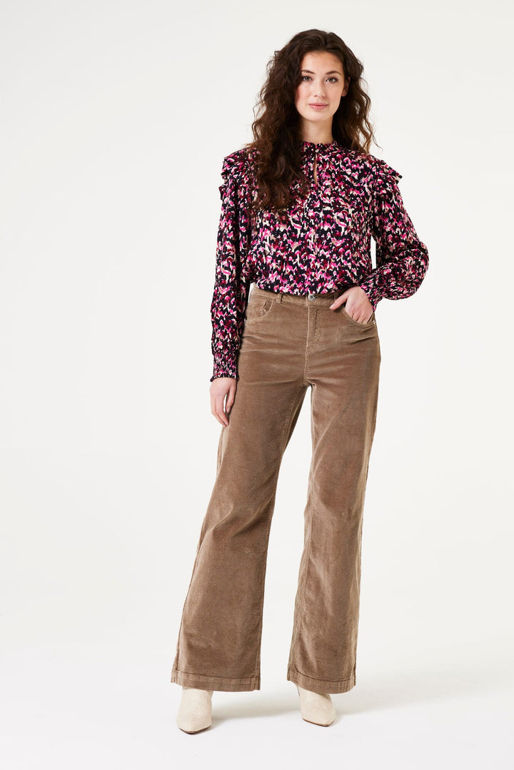 Garcia woman V40230 top l/m dames – roze dessin