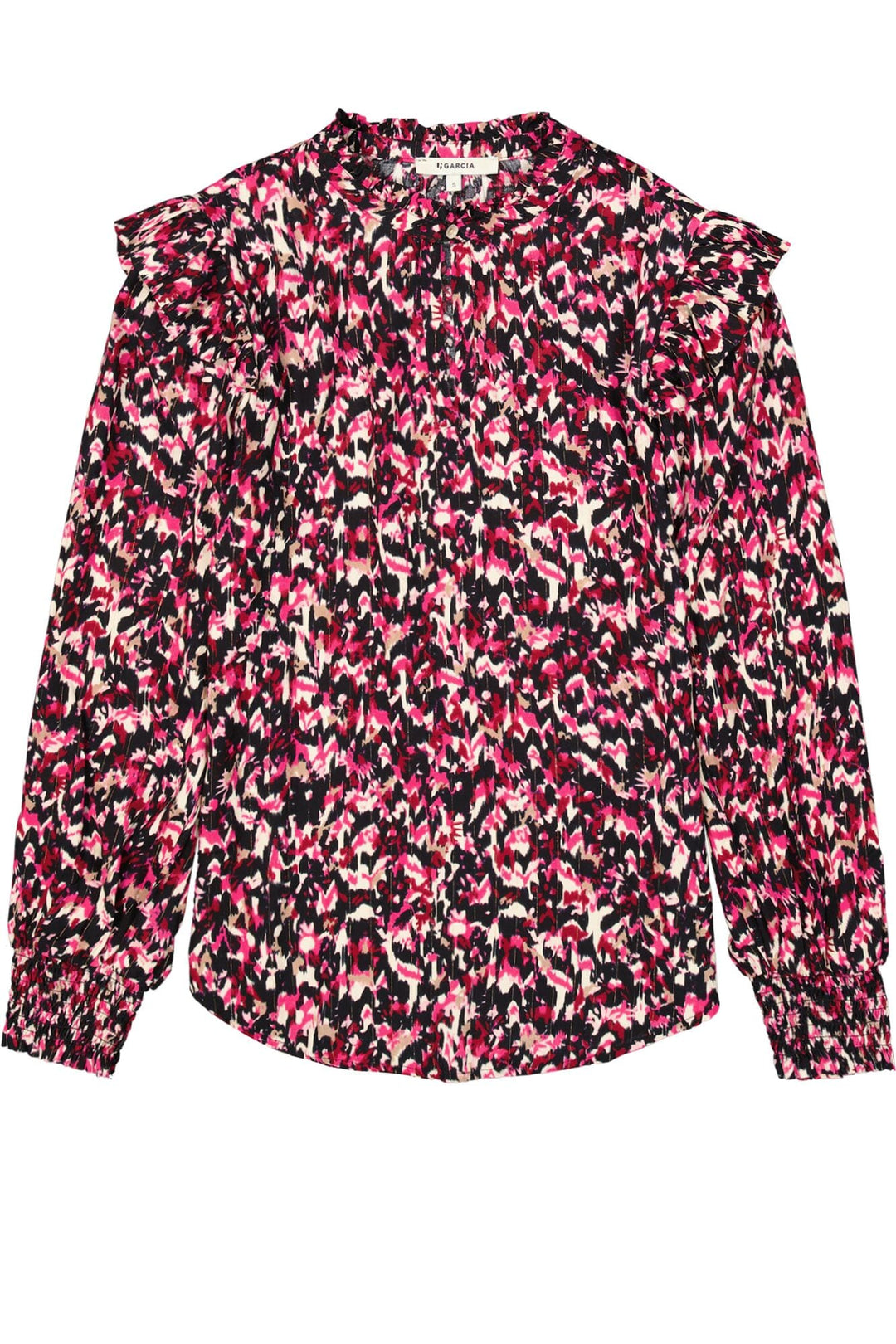 Garcia woman V40230 top l/m dames – roze dessin