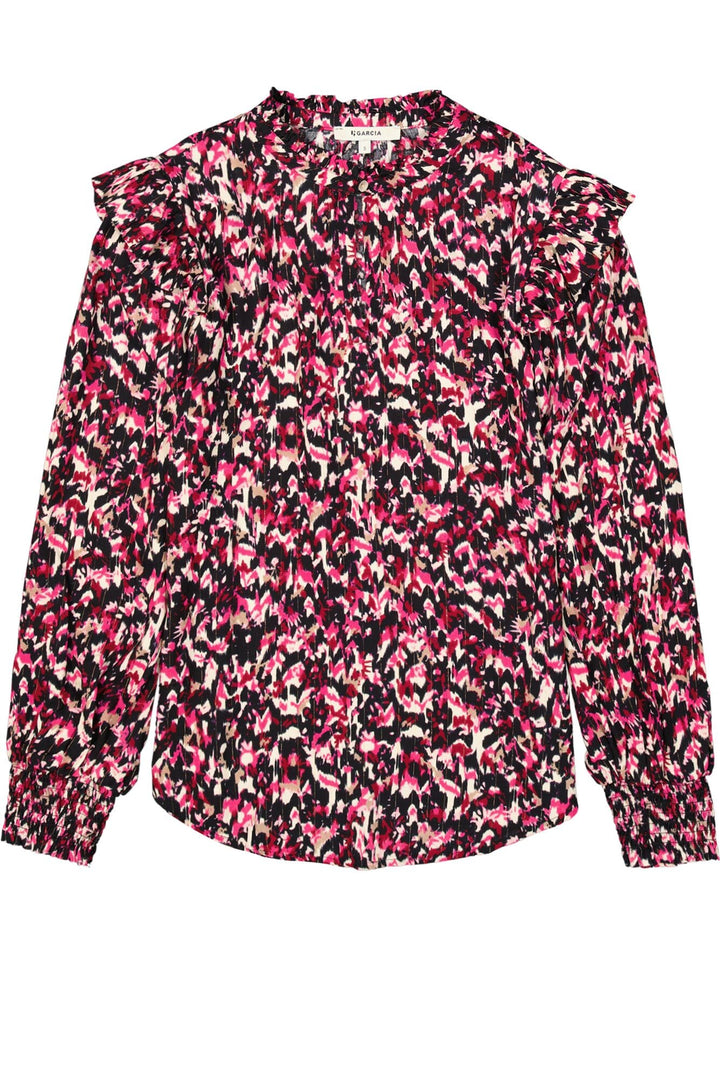 Garcia woman V40230 top l/m dames – roze dessin