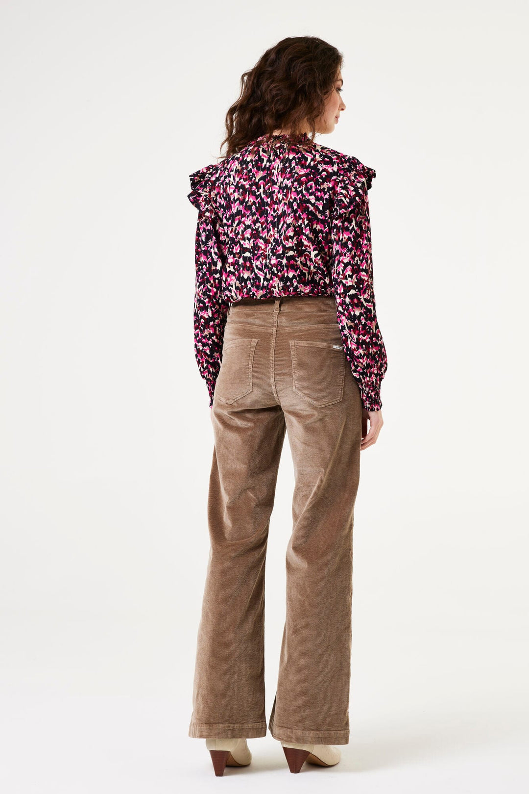Garcia woman V40230 top l/m dames – roze dessin