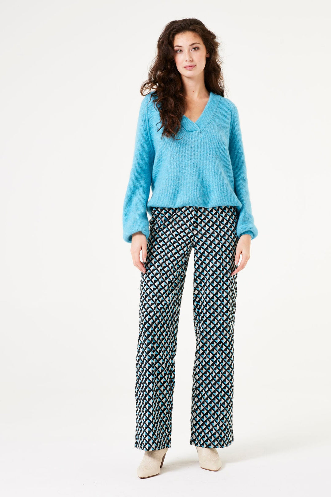 Garcia woman lange broek zwart dessin – dames