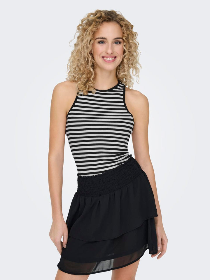 Only ONLANY LIFE S/L TOP JRS zwart dessin – dames
