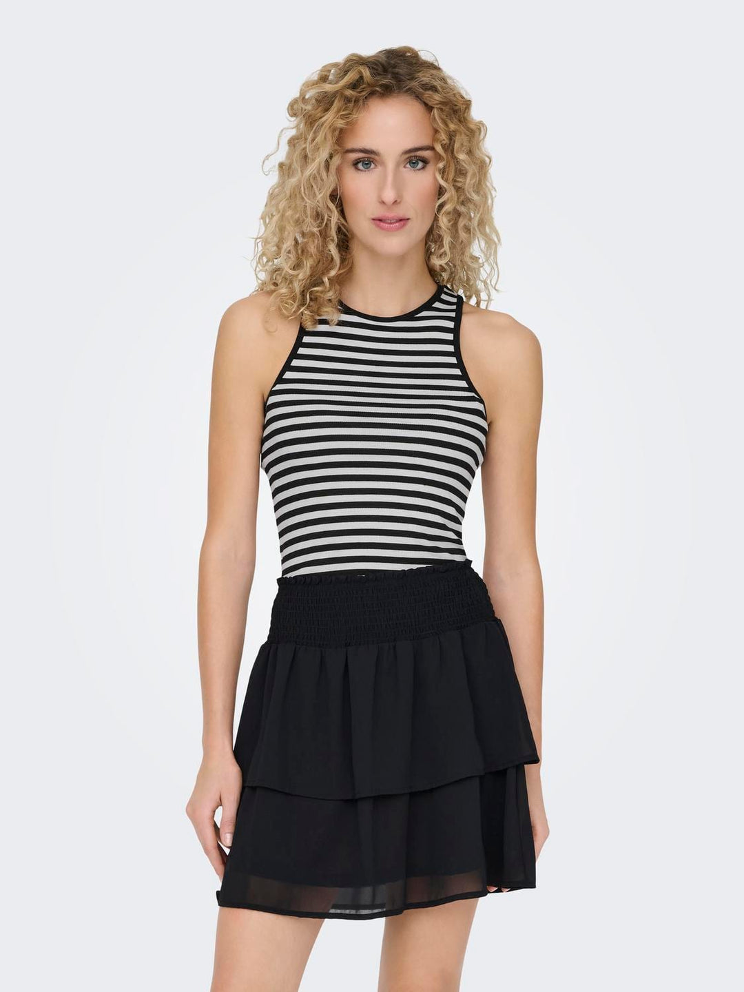 Only ONLANY LIFE S/L TOP JRS zwart dessin – dames