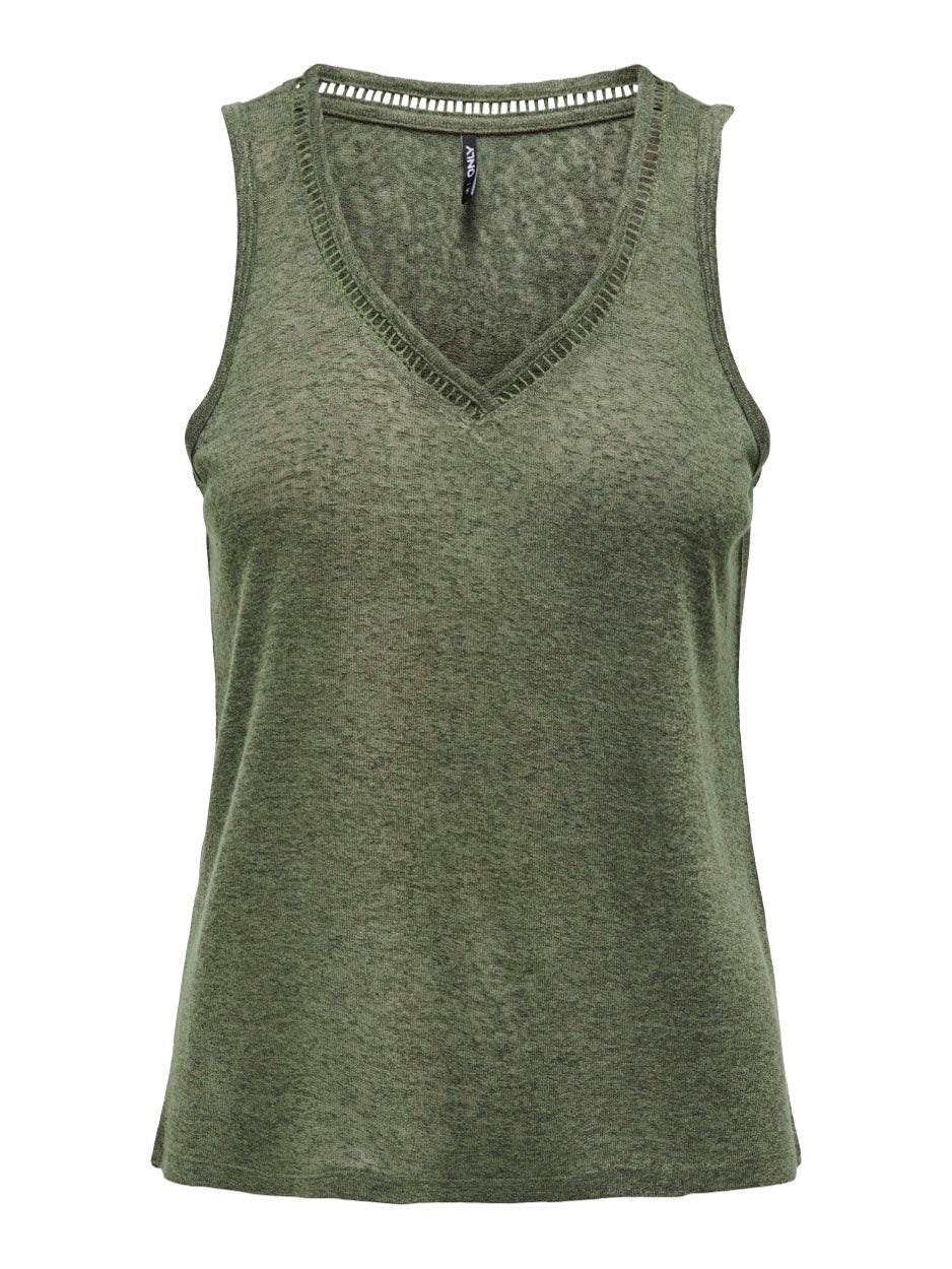 Only 15320076 Penny donkergroen singlet – dames