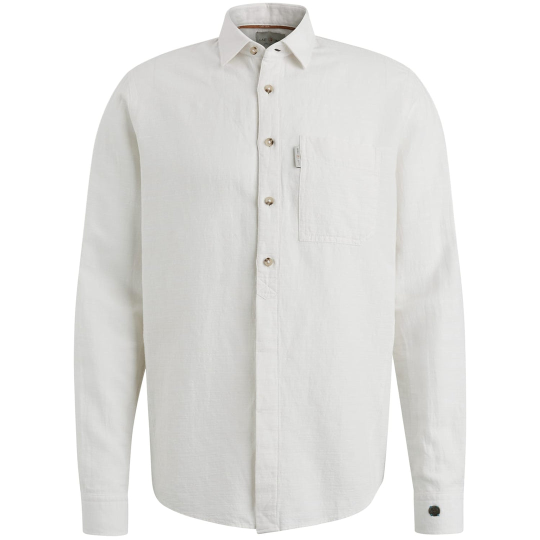 Cast Iron Long Sleeve Shirt Co Li Dobby – heren overhemd - Off-white