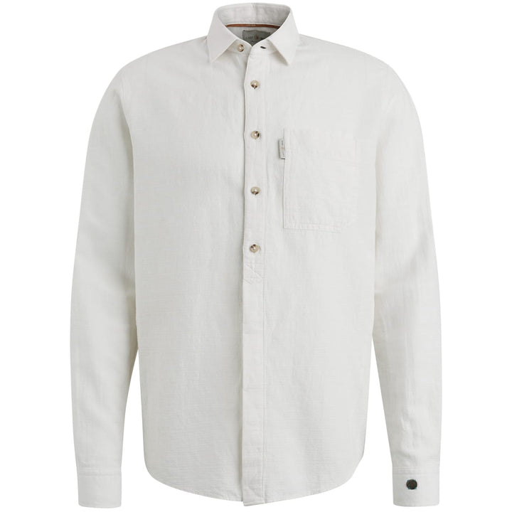 Cast Iron Long Sleeve Shirt Co Li Dobby – heren overhemd - Off-white