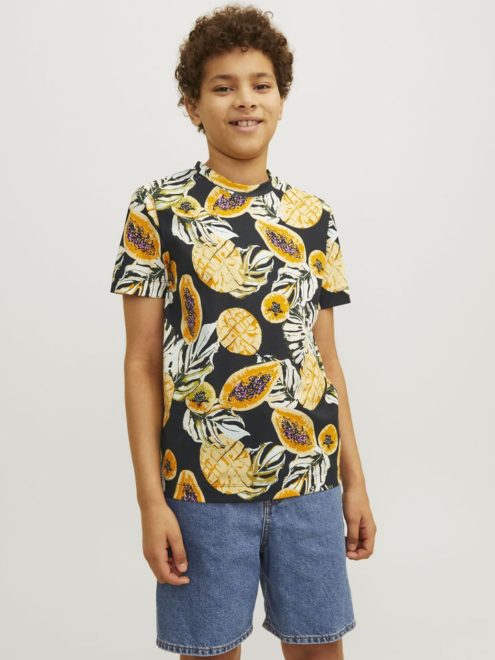 Jack & Jones Kids T-shirt JORTAMPA AOP – jongens - Blauw Dessin