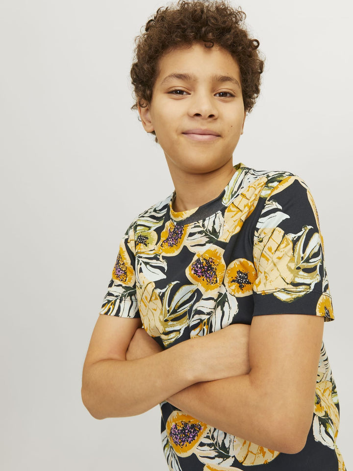 Jack & Jones Kids T-shirt JORTAMPA AOP – jongens - Blauw Dessin