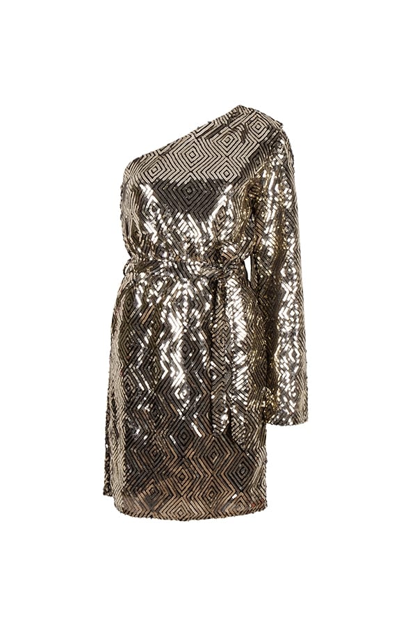 Lofty Manner Dress Lotta – korte jurk dames - Goudkleurig