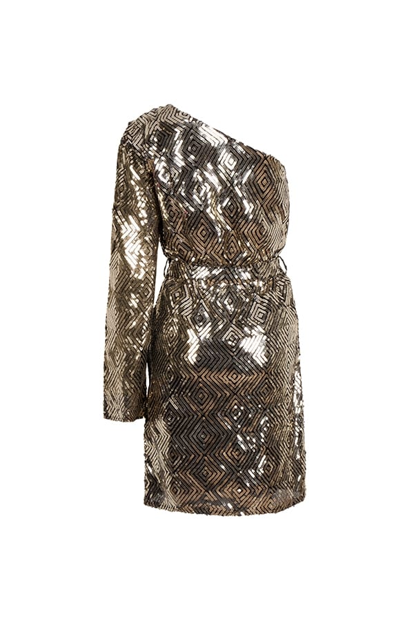 Lofty Manner Dress Lotta – korte jurk dames - Goudkleurig