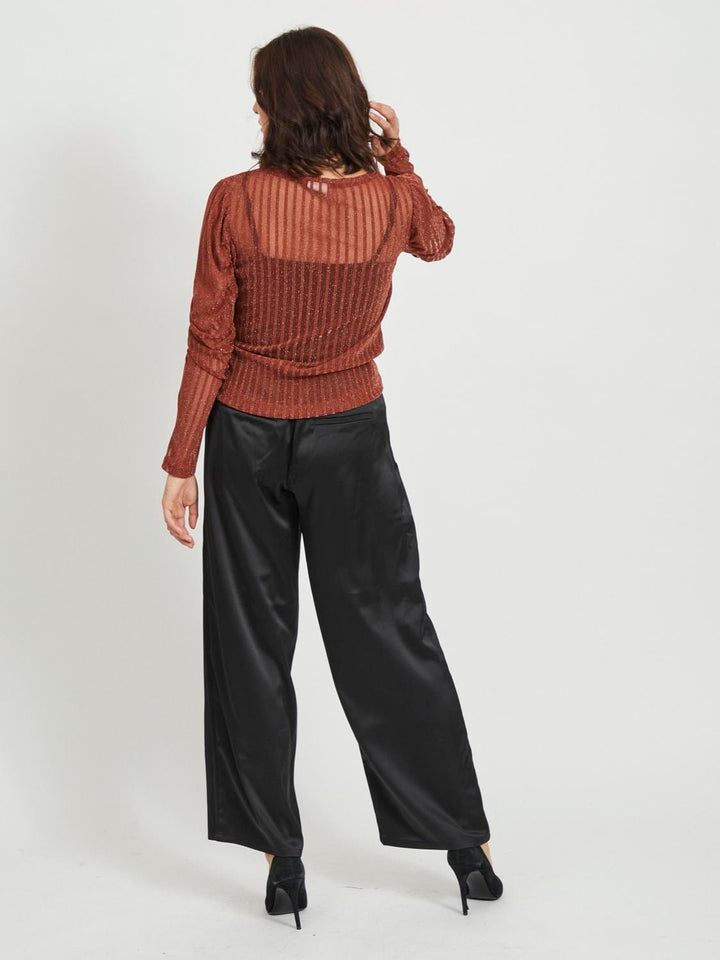 Vila VIKAMIZA L/S TOP roest – dames t-shirt l/m
