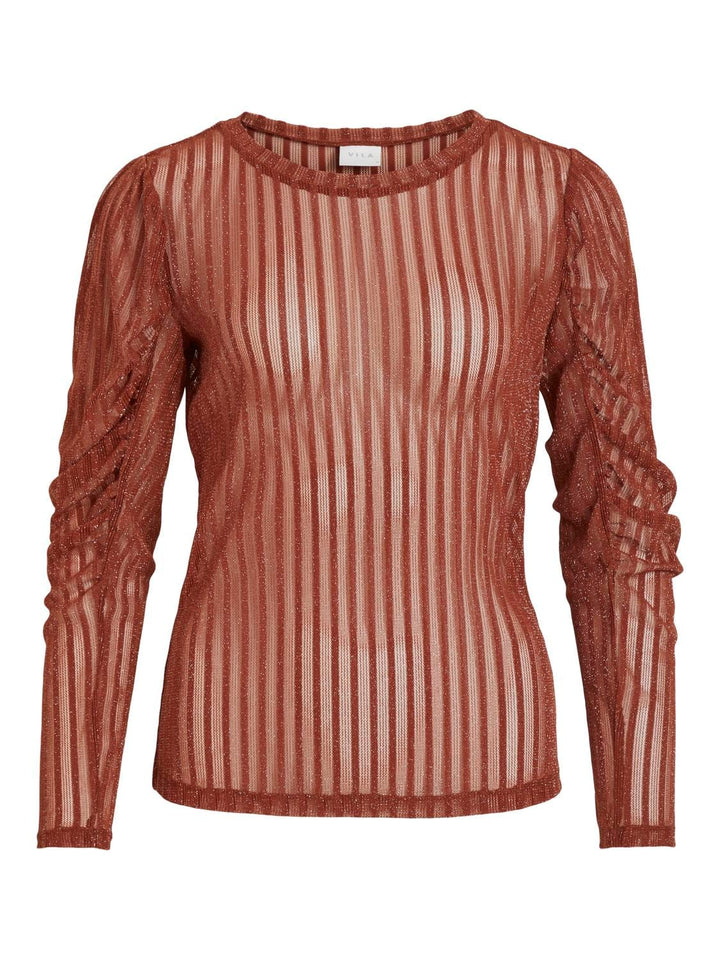 Vila VIKAMIZA L/S TOP roest – dames t-shirt l/m