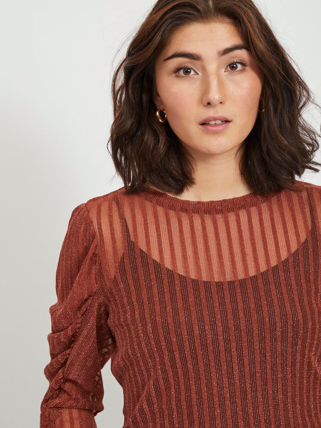 Vila VIKAMIZA L/S TOP roest – dames t-shirt l/m