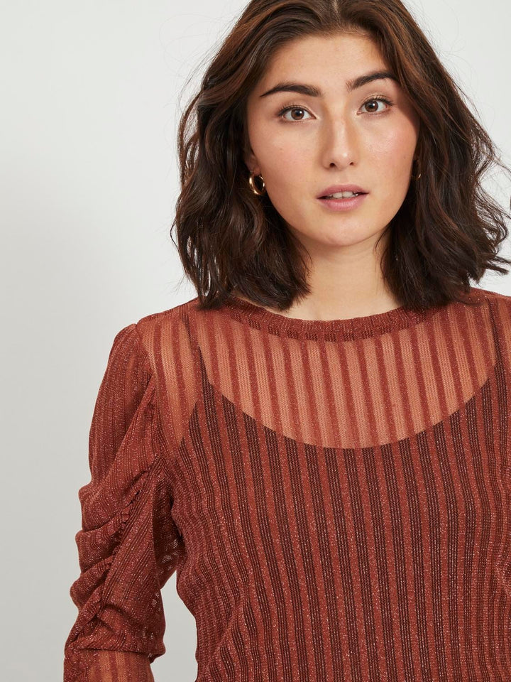 Vila VIKAMIZA L/S TOP roest – dames t-shirt l/m