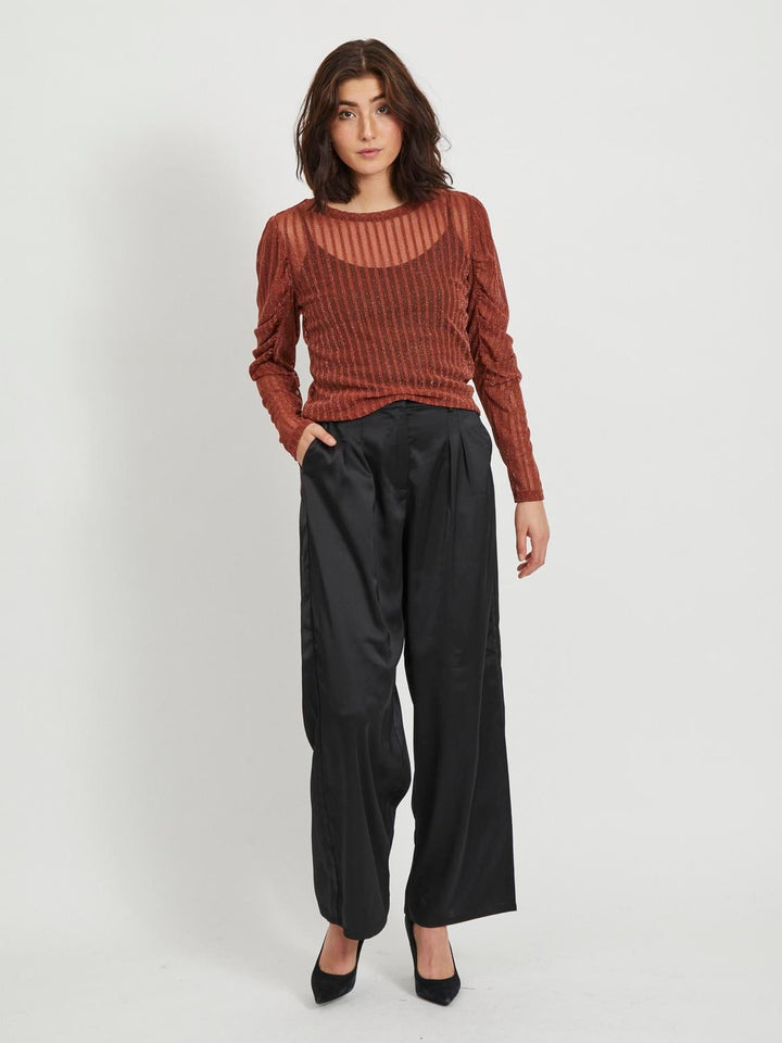 Vila 14062426 t-shirt l/m dames roest